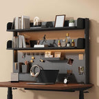 23.6in Clamp on Desk Shelf with Pegboard, Black Desktop Bookshelf Organizer by Dawselod