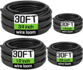 Wire Loom 1/4", 3/8", 1/2", 3/4 Inch x 30 FT, Split Wire Loom Tubing Wire Conduit, Cable Sleeves Bulk Flexible Electrical Conduit Protective kit, Black by YesBes