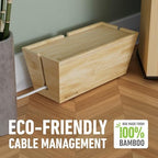 D-Line Bamboo Cable Management Box – Hide Power Strips, Large Cable Organizer Box for Home & Office, Wooden Cord Organiser for Desk, TV & Floor – Natural Finish - Image 3