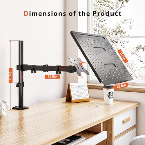 BONTEC Laptop Arm for Desk, 13-32 Inch, 22lbs, VESA 75/100 Compatible - Image 5
