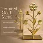 Book Ends Decorative Bookends for Shelves, Floral Bookends Book Stoppers, Elegant Bookshelf Decor Flower Design for Home Office Desk Room Decor - Image 4