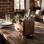 Wood Pencil Holder Cute Pen Holder Bull Desk Organizer Makeup Brush Holder - Image 3