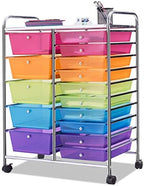 Giantex 15 Drawer Rolling Storage Cart Tools Scrapbook Paper Office School Organizer, Multicolor by Giantex