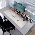 MAIDERN 47.2" x 15.7" Cork & Leather Desk Pad, Large XXL Mat, Full Mouse Pad, Dual Sided Protector for Gaming Home Office (Cream) - Image 5
