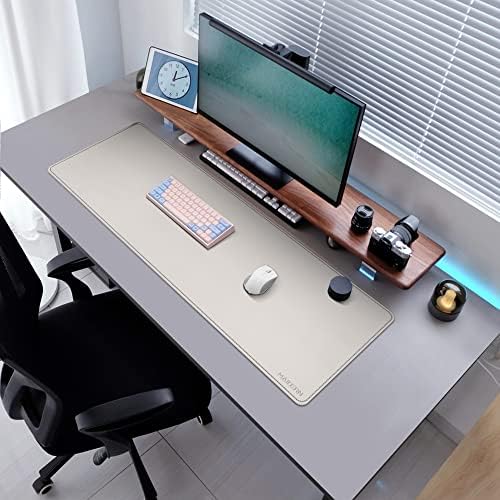 MAIDERN 47.2" x 15.7" Cork & Leather Desk Pad, Large XXL Mat, Full Mouse Pad, Dual Sided Protector for Gaming Home Office (Cream) - Image 5