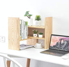 Liry Products Beige Adjustable Extendable Natural Wood Desktop Organizer Caddy Desk Organizer Countertop Shelf Bookcase Display Stand Rack Expandable Storage Office Home - Image 5