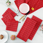Homaxy Cotton Terry Kitchen Towels and Dishcloths Set of 16, Red - Image 6