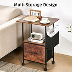 Purple Llama Printer Stand with Storage, 22" L×15" W×30" H, Rustic Brown - Image 3