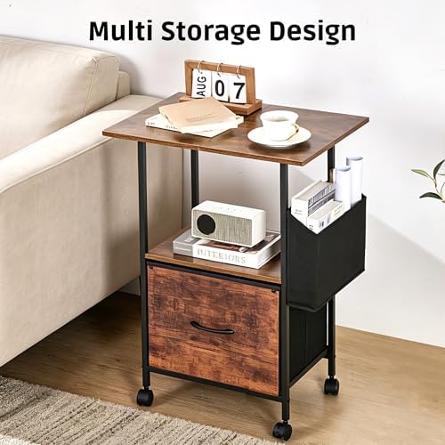 Purple Llama Printer Stand with Storage, 22" L×15" W×30" H, Rustic Brown - Image 3