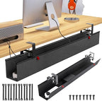 48" Gaming Under Desk Cable Management Tray, Black No Drill Cord Organizer for PC Setup, Large Anti-Sag Wire Hider, Stealth Cable Management Net for Battlestation (Black, 47.8") by Cotohim