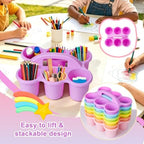 6 Pack Stackable Classroom Caddy with Handle, Pastel Multicolor - Image 4