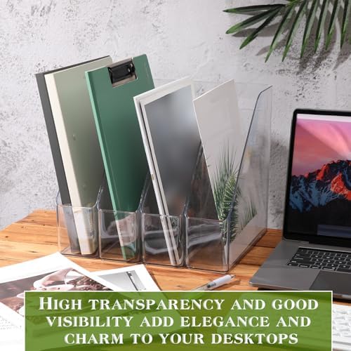 Marsui 20 Pcs Clear Acrylic Magazine Holder with Handle Desk Organizer - Image 4