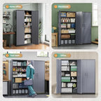 Letaya Metal Storage Cabinet with Lock Door and 5 Shelves,6 Tier Steel Garage Tool Cabinet for Home Office Utility Room 72" H X 36" W X18 D (Black Gray) - Image 6