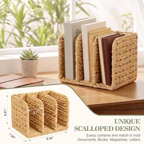Novabright Wicker 3-compartment File Magazine Desk Holder, Suit for B5 - Image 2