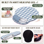 Blue Gingham Scalloped Desk Mat Set,Mouse Pad with Gel Wrist Rest,Ergonomic Keyboard Wrist Support for Women Non-Slip Desk Pad Home Office Decor - Image 5