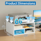 ALISENED Printer Stand for Desk, 2-Tier Wooden Desk Organizer, White - Image 3