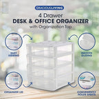 Gracious Living 4 Drawer Desktop & Countertop Organizer w/Organization Lid for Craft Storage, Office Supplies & School Supplies, White/Clear (3 Pack) - Image 4