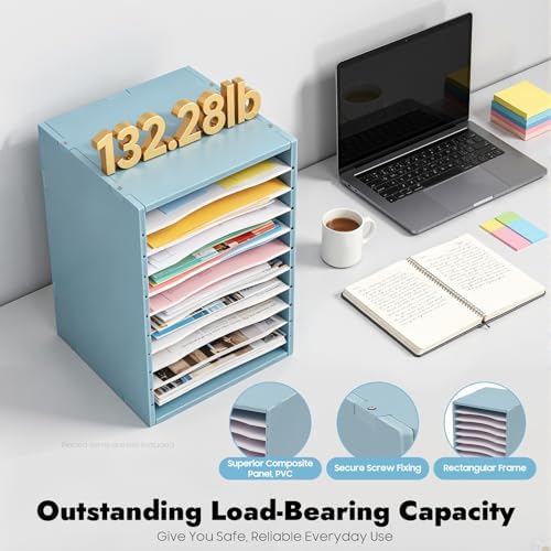 Mail Sorter Organizer, 11 Compartments Mailbox for Classroom, Desktop File Organizer with Adjustable Shelves, For Office Home Classroom, PVC, Blue - Image 5