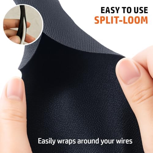 MGI SpeedWare Woven Mesh Split-Sleeve Wire Loom for High-Temperature Automotive Harness and Home Cable Management - 25 feet (1.25") - Image 2