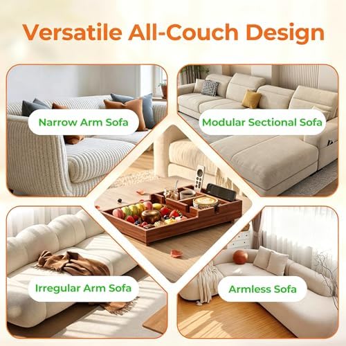 Bamboo Sofa Tray Insert with 2 Cup Holders for Sectionals - Image 7