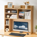 OFCASA Desktop Bookshelf, Countertop Storage Hutch with 7 Shelves for Computer Desk, 35.4'' 3-Tier Display Rack, Multipurpose Wooden Desk Hutch Storage Organizer for Home Office Dorm, Natural by OFCASA