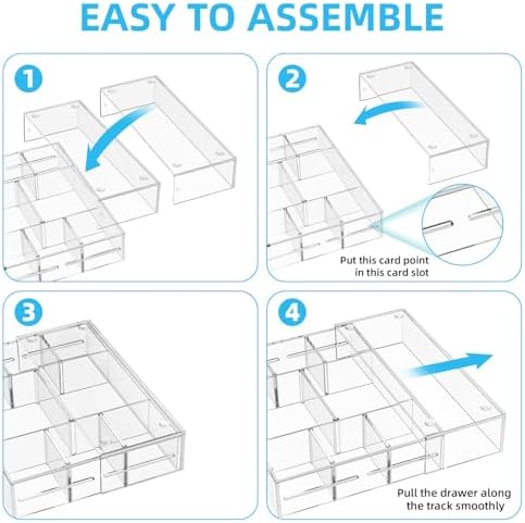 Marbrasse Acrylic Expandable Drawer Organizer, Clear Desk Drawer Organizer Tray with 5 Dividers, Desk Organizers and Accessories, 10 Adjustable Compartments for Office Supplies, Makeup & Vanity - Image 5