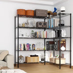 5 Tier Storage Racks Shelving, Heavy Steel Pantry Shelves, Adjustable Wire Shelving Rack, Suitable for Garage, Kitchens, Offices, 69.7" W x 16" D x 71" H, Black - Image 3
