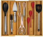 Purawood Kitchen Drawer Organizer - Expandable Utensil Drawer Organizer for Kitchen, Cutlery Tray & Silverware Organizer, 3-5 Slots - Bamboo Organizer for Utensils & Flatware (Natural) by PURAWOOD