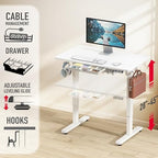 SHW 40-Inch Electric Height Adjustable Standing Desk w/Drawer, White - Image 3