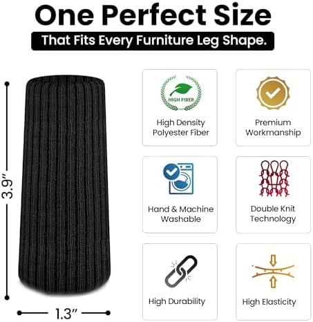 Chair Leg Socks 48/80 Pcs Black Furniture Leg Covers Floor Protectors - Image 3