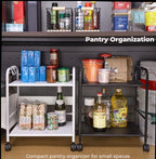 2-Tier Metal Rolling Cart, Compact Under Desk Storage Organizer - Image 6