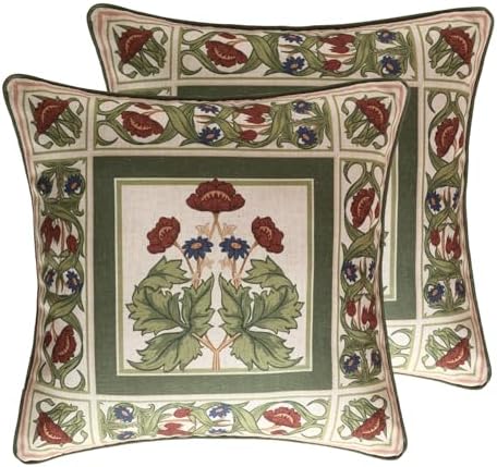 ISAENNE Elegant French Linen Throw Pillow Cover,Set of 2,18"x18"-Estonia C by Isaennehomedecoration