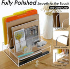 DINGHUO Acrylic Desk Organizers and Accessories, Paper Letter Tray Organizer with 3 Vertical File Holder, Clear File Organizer for Desk Home Office Supplies -1 Pack - Image 5