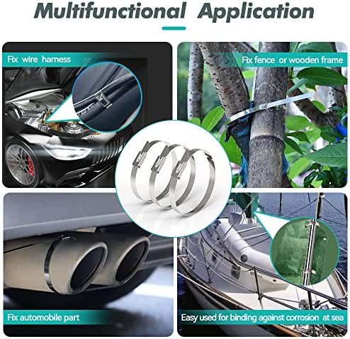 Metal Zip Ties 36 inch 316 Stainless Steel Locking Cable Marine Grade 250LB 900mm 100pcs Heavy Duty Exhaust Wrap Multi Purpose Binding for machinery, vehicles, farms, cables, pipes,Fence - Image 2