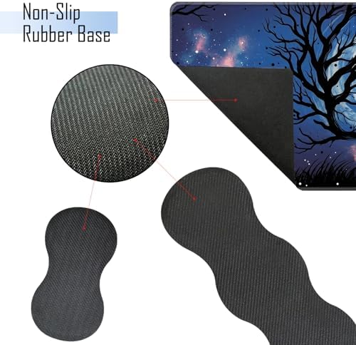 TGFEWYTJYJ Extended Gaming Mouse Pad,Memory Foam Ergonomic Keyboard Mouse Wrist Rest Support Set,Large Desk Mat with Stitched Edges,Non-Slip Base Mousepad Home Office,Black Cat Moonlight - Image 3
