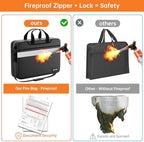 Accordion File Organizer with Lock, Fireproof Document Bag, Black - Image 4