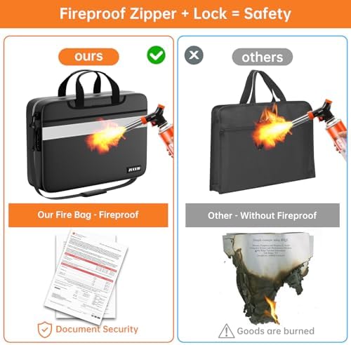 Accordion File Organizer with Lock, Fireproof Document Bag, Black - Image 4