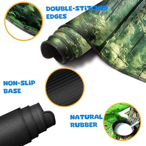 4-Piece Extended Large Mouse Pad Set for Women Men with Green Forest Design Includes 35.4 x 15.7 XXL Large Mouse Pad Keyboard Wrist Rest Mouse Wrist Support and Coaster for Office Home - Image 3