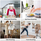 LUXSURE Tripod for iPhone with Ring Light, Overhead Camera Mount with Casters,LED Ring Light with Stand and Phone Holder,Phone Tripod with Light for Video Recording/Live Streaming/Cooking - Image 2
