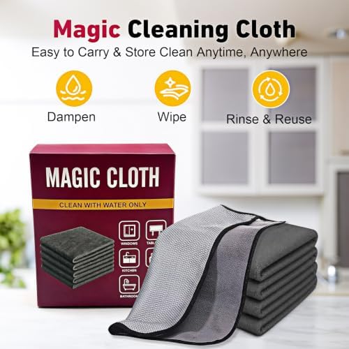 Genie Cloth Magic Cloth Genie Magic Cleaning Cloths 10-Pack, Reusable Microfiber Cleaning Cloth Without Fluff or Stripes Suitable for Windows,Mirrors, Stainless Steel, Kitchens, Cars, and Screens - Image 2