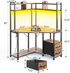 DurayLoly 63"Triangular Corner Desk with Hutch,Ample Storage for Small Room - Image 2