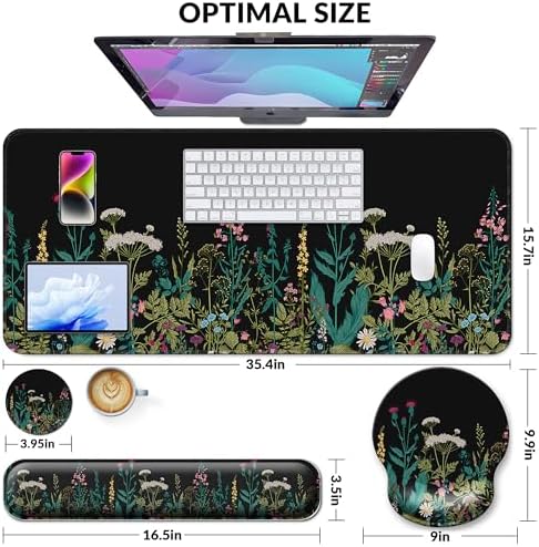 Desk Mat Set Keyboard and Mouse Pad with Wrist Rest Support - Image 3