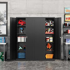 Fesbos Metal Storage Cabinet-72” Black Tall Steel File Cabinets with Lockable Doors and Adjustable Shelves-Black Steel Storage Cabinet for Kitchen, Office, Garage - Image 2
