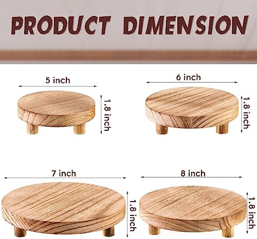 Geetery 4 Pcs Wooden Risers for Display Wood Pedestal Stand, Light Brown - Image 2