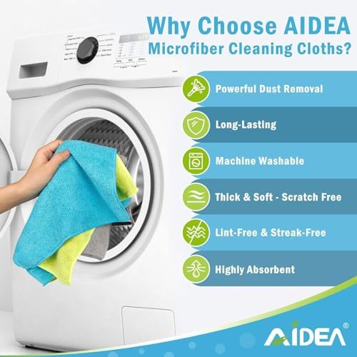 AIDEA Microfiber Cleaning Cloth-800PK, Soft Microfiber Towels for Cars, Absorbent Cleaning Rags, Lint-Free Streak-Free Wash Cloths for House, Kitchen, Window(12in.x12in) - Image 3