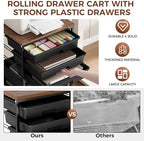 SYKIARIOL 5-Tier Rolling Cart with Drawers with Wooden Top, Black - Image 5
