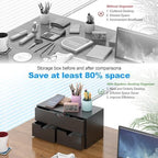 Bamboo Desk Organizer with Drawers Desktop Storage Drawers for Bills Office Supplies Kitchen Utensils Organizing Tool for Home Classroom Organization No Assembly (Black) - Image 5