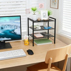 Desktop Shelf Organizer, 3-Tier Office Storage Rack, Adjustable Metal Bookshelf for Top of Desk, Desk Organizer for Office, Home, Dorm and Small Spaces (Black) - Image 2