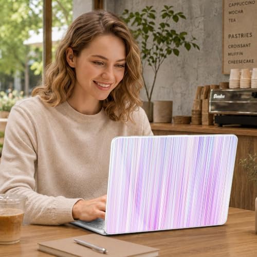 May Chen Compatible with MacBook Neo 13 inch Case 2026 Model A3404, Plastic Hard Shell,Keyboard Cover,Screen Protector,Dust Plug, for MacBook Neo 13" with A18 Pro Chip, Purple Strips - Image 5