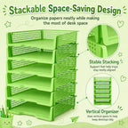 6 Pcs Green Turn in Trays Classroom, Stackable Paper Bins for Classroom, 13x9x2.8 inch Plastic Baskets Desktop Organization System Office (Green) - Image 4